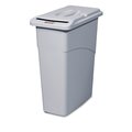 Rubbermaid Commercial 23 gal Rectangular Trash Can, Gray Matte, Locking Door with Side Slot FG9W1500LGRAY
